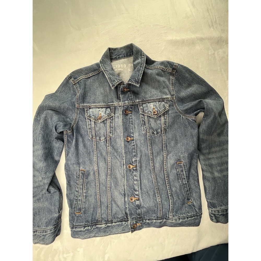 GAP 1969 Mens‎ L Jacket Denim Trucker Blue Classic